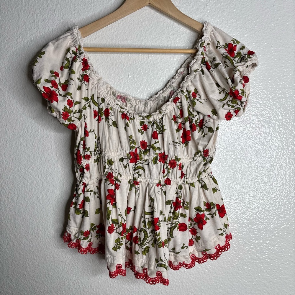 Anthropologie Maeve Short-Sleeve Sweetheart-Neck Peplum Top size Medium Petite - Picture 4 of 9